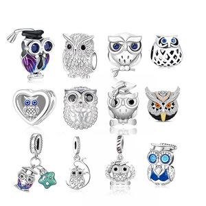 Ciondoli Pan <span class=keywords><strong>in</strong></span> Argento, con motivi Smart Bird Owl, Degree Cap, Scroll, Believe <span class=keywords><strong>in</strong></span> Yourself, per Braccialetti Originali, Gioielli, Laurea, Berluque - Product Image 1