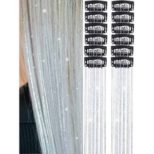 Extensions de cheveux lisses en fil doré gravé au laser, 50 cm, fibre synthétique Kanekalon, lot de 12, pour l'exportation européenne et américaine - Product Image 3