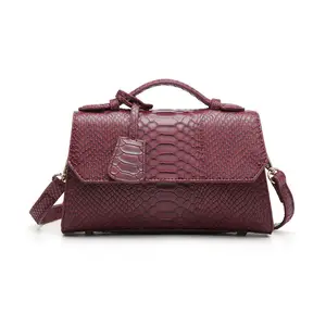 Женская кожаная сумка-клатч со страусиным питоном, кожаная сумка с узором в виде змеи, Женская Ручная сумка, темно-бордовый 2021, модный Индивидуальный логотип, Полиуретановая сумка из полиэстера