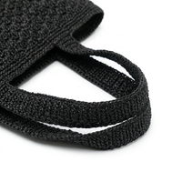Sac fourre-tout bohème en raphia crocheté noir, écologique, motif géométrique, en coton, ouverture supérieure, taille personnalisée pour femme, plage