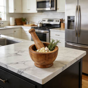 Set <span class=keywords><strong>Mortar</strong></span> Kayu Besar, Penggiling Tekan Penggiling Penghancur Mangkuk Bawang Putih Campuran Kayu Bambu Bawang Putih - Product Image 6