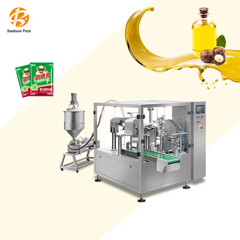 Machine d'emballage automatique de sachet de forme irrégulière pour légumes, palme, olive, tournesol, huile de cuisson, margarine, beurre, huile