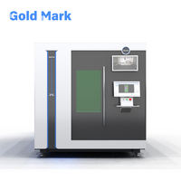 Machine de découpe laser fermée à double table de travail GOLDMARK GM-EP, découpeuse laser à fibre à table interchangeable pour tôles d'acier inoxydable