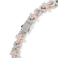 Collier pour homme UWIN, chaîne baguette élégante en CZ, chaîne glacée avec pendentif croix goutte à goutte, chaîne croix infinie, collier cubain