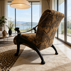 <span class=keywords><strong>Fauteuil</strong></span> d'appoint de luxe moderne à imprimé léopard, chaise individuelle rembourrée à motif animalier, meuble en forme de panthère pour salon - Product Image 2