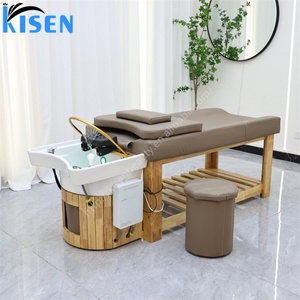 KISEN Meilleure Vente Lit de Lavage Capillaire Professionnel avec Base en Bois, Bol de Lavage de Cheveux, Massage Thaï et Vaporisateur pour Salon de Coiffure et Hôtel 220V 110V - Product Image 2