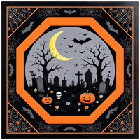 Tapis de jeu de mahjong carré LTYY Gothic Festival, motif crâne, citrouille, floral, chauve-souris, antidérapant en caoutchouc pour jeux de table