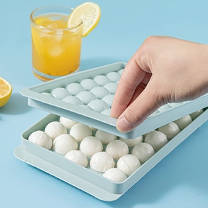 Bac à glaçons rond à 2 niveaux avec couvercle et bac de rangement, moule à glaçons sphériques pour whisky, cocktails et café à usage domestique - Product Image 3