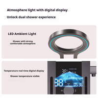 Colonne de douche murale multifonctionnelle pour salle de bain avec fonction pluie, mitigeur, cascade et panneau de douche LED