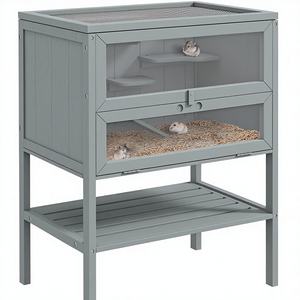 Étagère de rangement pour <span class=keywords><strong>cage</strong></span> à <span class=keywords><strong>hamster</strong></span> en bois, dessus ouvrable, pour gerbilles, gris, 8 kg, toutes saisons, gris - Product Image 1