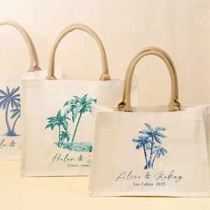 Tùy Chỉnh Tên Đám Cưới Bãi Biển Cô Dâu Tote Túi Quà Tặng Tái Chế Vải Bố Đay Mua Sắm Tote Túi Bãi Biển Với Logo Cho Khuyến Mãi - Product Image 1