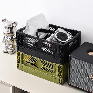 Panier de rangement pliable gris, vert, crème, jaune, violet, noir, bleu, petit, style industriel, pour l'organisation de la maison, du bureau et du bureau à domicile - Product Image 2
