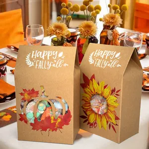 Box für Thanksgiving-Favoriten Süßigkeiten Plätzchen faltbare Geschenkbox aus Kraftpapier für Partyzubehör