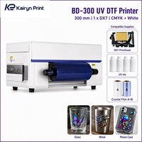 Impresora UV DTF BD3-300 de 300 mm con 1 Cabezal DX7, Tinta UV CMYKW para Impresión de Etiquetas de Cristal, Adhesivos, Vidrio, Metal, Azulejos y Calcomanías
