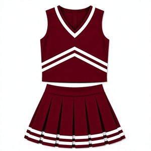 Uniforme de cheerleading personnalisé sublimé bordeaux et blanc, haut court sans manches, jupe plissée, vêtements de sport d'équipe, vêtements OEM - Product Image 1