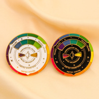 Bros Pin Huruf Berbahan Zinc Alloy dengan Dial Berputar Warna-warni, Desain Kartun/Geometris Bentuk Bulat/Hati/Bunga, Lucu dan Unik