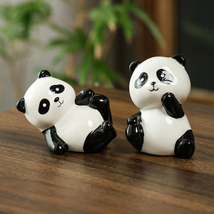 Figurine de panda en poterie peinte, 11CM-30CM, décoration de bureau, cadeau, poupée de dessin animé unisexe - Product Image 1