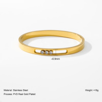 Bracelet YF3781 avec perles en zircon cubique coulissantes, plaqué or 18K PVD, acier inoxydable, résistant à la corrosion, imperméable, bijoux minimalistes