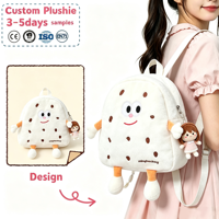 Sac à dos en peluche en forme de biscuit crème, design personnalisé de personnage alimentaire, pour adolescents et enfants, idéal pour les voyages en extérieur, cadeau, grande quantité disponible
