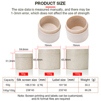 10g 20g 30g 50g 100g 150g 200g 250g Pots cosmétiques en plastique de paille de blé recyclée biodégradable à double paroi écologiques
