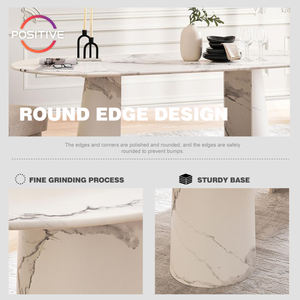 Mesa de comedor de mármol francés, mesa de comedor ovalada de lujo de alta gama de diseño para Villa, comedor, mesa de comedor ovalada, - Product Image 3