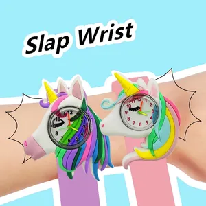 Kleurrijke 3d Cartoon Kids Horloge Siliconen Band Slap Pols Creatief Schattig Dier Quartz Horloge Voor Jongen Meisjes Cadeau