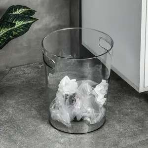 हैंडल के साथ प्लास्टिक Wastebasket 1.5 गैलन दौर कचरा कंटेनर बिन के लिए बाथरूम प्लास्टिक दौर कचरे की टोकरी