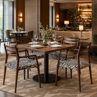 Chaise de salle à manger moderne en bois de noyer massif avec coussin en tissu rayé zèbre et dossier durable pour appartement, maison, bar, villa, hôtel