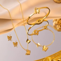 Joyería de Moda para Mujer con Certificación CE, Collar y Pulsera de Acero Inoxidable Chapado en Oro con Diseño de Mariposa, para Compromiso, Aniversario, Fiesta
