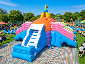 Toboggan <span class=keywords><strong>aquatique</strong></span> gonflable personnalisé, combo <span class=keywords><strong>parc</strong></span> <span class=keywords><strong>aquatique</strong></span> commercial, deux piscines, matériau PVC, garantie 3 ans, souffleur inclus pour la <span class=keywords><strong>location</strong></span> - Product Image 1