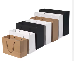 Vente en gros d'emballage avec poignée Kraft noir artisanat brun blanc alimentaire réutilisable Shopping sac en papier recyclé personnalisé avec votre propre logo - Product Image 5