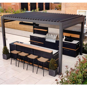 Youya Camping Luxury Outdoor <strong>Kitchen</strong> Cabinets with Sink &amp; Fridge 304 Stainless Steel Outdoor L-shaped <strong>Kitchen</strong> with Pergola - Product Image 6