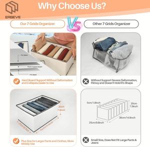 PVC Double Tier Foldable Checkered Modern Clothing & <b>Bedding</b> Organizer Storage <b>Box</b> Washable for Denim T-shirts Closet Partition - Product Image 2