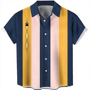 Chemise décontractée moderne pour homme, bleu marine, panneaux contrastés, écologique, respirante, manches courtes, apparence unique inspirée de la mode - Product Image 6