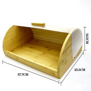 <b>Bamboo</b> Lid Bread Box Acrylic Storage <b>Container</b> For Kitchen Home Use Rectangle Shape With One Layer Design - Product Image 4