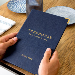 Porte-menu de restaurant en cuir PU en gros, couverture de menu à 2 panneaux avec bande élastique - Product Image 1