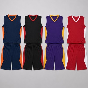 Maillot de basket sans manches personnalisé en usine, bicolore, avec nom et numéro pour équipe/club, OEM - Product Image 2