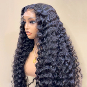 Peluca de Cabello Humano con Ondas Profundas, Color Negro Natural, Peluca con Frente de Encaje HD 13x4 13x6, Pre-Desplumada, de Alta Densidad, Cabello Rizado - Product Image 3