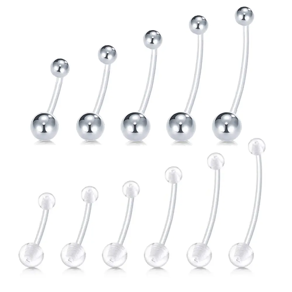 NUORO Transparent Invisible Belly Button Nail Piercing Jewelry UV Belly Button Ring Soft Pole Non-Allergic Belly Button Ring