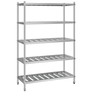 5-Layer Stainless Steel 201/304 Eco-Friendly White Silver Floor Type Restaurant Shelving Equipment BN-R04 <strong>Kitchen</strong> <strong>Storage</strong> <strong>Unit</strong> - Product Image 4