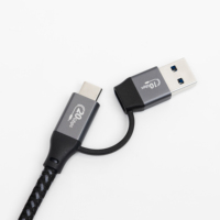 Câble USB tressé en métal 2-en-1 de haute qualité à charge rapide PD 100W Type-C avec conducteur en cuivre pur pour ordinateur et écouteurs (vente en gros)