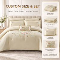 Alenhome Ensemble de couette 3 pièces en coton respirant 100% avec garnissage en polyester 350 g/m² et deux taies d'oreiller brodées – Meilleures ventes