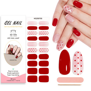 Huizi Factory Korean Semi Cured Gel <strong>Nail</strong> Wraps Non-toxic <strong>Solid</strong> <strong>Color</strong> Self-adhesive Uv Gel <strong>Nail</strong> Sticker - Product Image 2