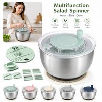 Essoreuse à salade multifonction en acier inoxydable, trancheuse, râpe, presse-agrumes, outil de préparation alimentaire pour cuisine, OEM