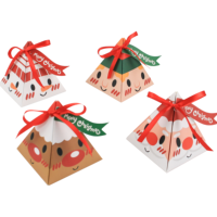 Bolsa de Regalo Navideña con Diseño de Papá Noel, Reno, Muñeco de Nieve y Duende, Plegable Triangular, Reciclable, con Forro de Esponja, para Alimentos para Bebés, con Cinta y Etiqueta
