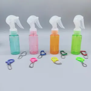 Silicone Travel Chai 40Ml PET Phẳng Vai Rỗng Nhựa Nhỏ Phun Chai Du Lịch Kit Với Leo Núi Nút Carabiner