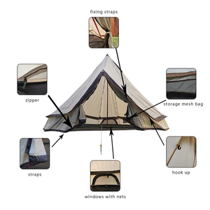 Vente en gros de tentes Zelt 3M 4M 5M 6M en Oxford, résistantes au vent, pour le camping et la randonnée, tentes de luxe de type pyramide indienne, yurt, <span class=keywords><strong>tipi</strong></span>, glamping - Product Image 6