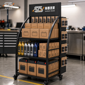 Exhibidores Metálicos <span class=keywords><strong>de</strong></span> 3 Niveles para Piezas Automotrices, 608x330x1067mm, 60KG por Estante, con Ruedas Giratorias con Freno y Recubrimiento en Polvo, para Exhibición <span class=keywords><strong>de</strong></span> Neumáticos - Product Image 4