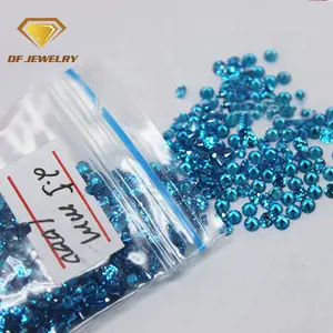 Best selling 2.5mm blue topaz cubic zirconia european machine cut aquamarine cubic zircon stone