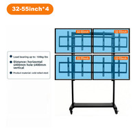 Soporte de pared para 4 televisores, empalme sin costuras, soporte de montaje en pared para TV móvil, soporte para TV de pantalla cuádruple 2x2 de 32-55 pulgadas